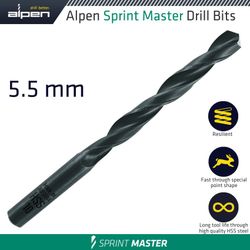 ALPEN Hss Sprint Master 5.5mm X1 615055 Sleeved Din338 ALPEN Drill Bit