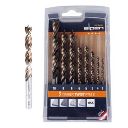 ALPEN Timber Twist Wood Drill Bit Set Ptm8-8 3, 4, 5, 10.0mm, X2 6, 8.0mm