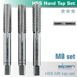 ALPEN Hand Tap Set In Pouch M8 Hss 1.25mm Pitch