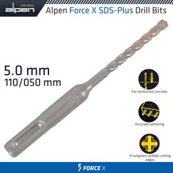 ALPEN Force X 5.0 X 110/050 Sds-plus Rebar Drill Bit X4 Cutting Edges - Bulk