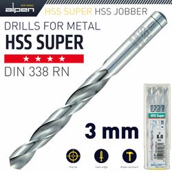 ALPEN Hss Super Drill Bit 3mm Bulk
