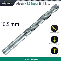 ALPEN Hss Super Drill Bit 10.5mm Bulk