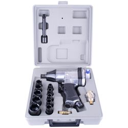 AIRCRAFT Air Impact Wrench 1/2' 17 Piece Kit Single Hammer