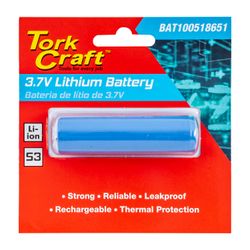 TORK CRAFT Battery 18650 Lithium 2200mah Rechargeable Carded 1pc