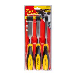 TORK CRAFT Wood Chisel 140mm Blade 3pc 13/19/25 With Pvc Handle