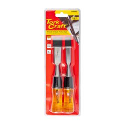 TORK CRAFT Wood Chisel 100mm Blade 2pc 12/19mm With Pvc Handle