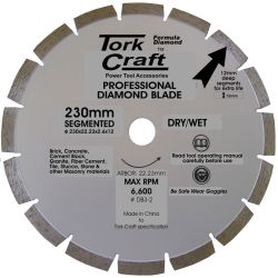 TORK CRAFT Diamond Blade Segmented 230mm For Granite 12mm Deep Segments