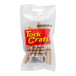 TORK CRAFT Dowels 8 X 40mm 40 Per Bag (birch Wood)