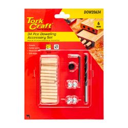 TORK CRAFT Doweling Accessory Kit 6mm - 34 Piece (birch Wood)