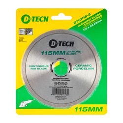 D-TECH Diamond Blade Continuous Rim 115x22,23mm Ceramic/porcelain