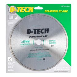 D-TECH Diamond Blade Continuous Rim 230x22,23mm Ceramic/porcelain