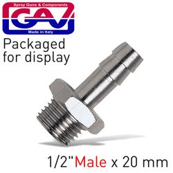 GAV Hose Adaptor 1/2'male X 20mm Hose Packaged