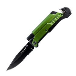 TORK CRAFT Knife Survival Green With Led Light & Fire Starter In Double Blister