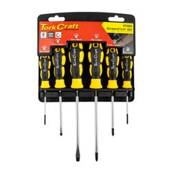 TORK CRAFT 6pc Screwdriver Set With Wall Mountable Rack Ph Sl