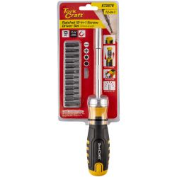 TORK CRAFT Ratchet S/ Driver Set 12-in-1 12pc Bits 1pc Driver