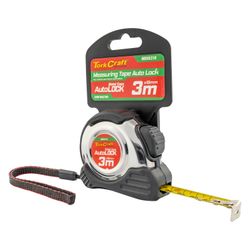 TORK CRAFT Measuring Tape Self Lock 3m X 16mm S/s & Rubber Casing Matt Finish