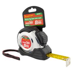 TORK CRAFT Measuring Tape Self Lock 8m X 25mm S/s & Rubber Casing Matt Finish