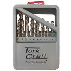 TORK CRAFT Drill Bit Set 19pce Hss Ground Bright Finish