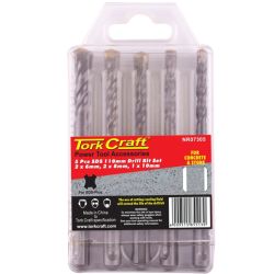 TORK CRAFT Sds 110mm Drill Bit Set 5pc 2 X6mm, 2 X 8mm, 1x10mm