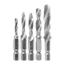 Drill Tap Hss 5pc Set Metric M4/m5/m6/m8/m10 2-in-1
