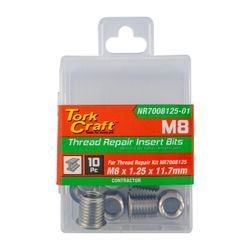 TORK CRAFT Repl. Insert 10pc M8 X 1.25 X 11.7mm S/steel For Nr7008125