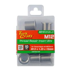 TORK CRAFT Repl. Insert 10pc M12 X 1.25 X 15mm S/steel For Nr7012125