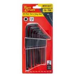 TORK CRAFT 10pc Torx Key Set T9-t50 Cr-v Carded