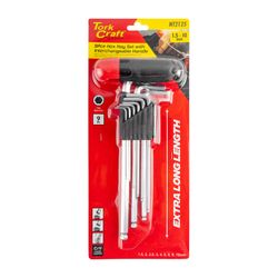 TORK CRAFT 9pc Ball Point Allen Key Set With Interchangeable Handle