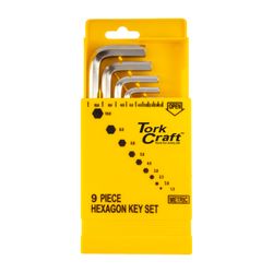 TORK CRAFT 9pc Hex Key Set 1.5-10mm Cr-v In Plastic Case