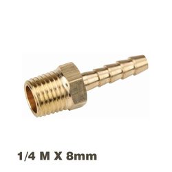 AIRCRAFT Hose Tail Connector Brass 1/4m X 8mm