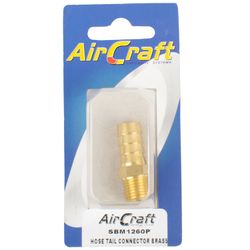 AIRCRAFT Hose Tail Connector Brass 1/4mx12mm 1pc Pack
