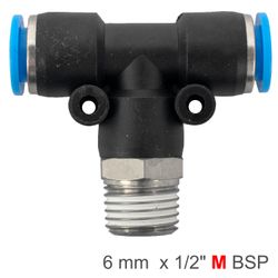 AIRCRAFT Pu Hose Fitting Tee 6mm-1/2 M