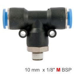 AIRCRAFT Pu Hose Fitting Tee 10mm-1/8 M