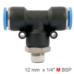 AIRCRAFT Pu Hose Fitting Tee 12mm-1/4 M