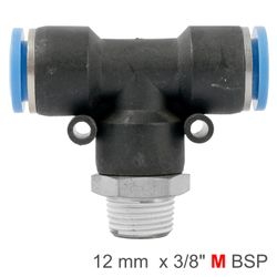 AIRCRAFT Pu Hose Fitting Tee 12mm-3/8 M