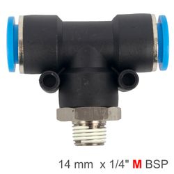 AIRCRAFT Pu Hose Fitting Tee 14mm-1/4 M