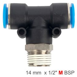 AIRCRAFT Pu Hose Fitting Tee 14mm-1/2 M