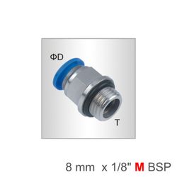 AIRCRAFT Pu Fitting Str. Stud W/o-ring 8mm-1/8 M