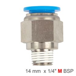 AIRCRAFT Pu Hose Fitting Straight Stud 14mm-1/4 M