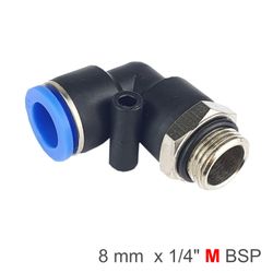 AIRCRAFT Elbow W/o-ring 8mm-1/4 M Pu Hose Fitting