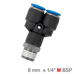 AIRCRAFT Pu Hose Fitting Y Joint 8mm-1/4 M