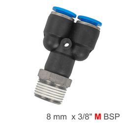 AIRCRAFT Pu Hose Fitting Y Joint 8mm-3/8 M