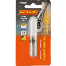 TORK CRAFT Mini Router Bit 9.5mm Piloted Beading 3.2mm Shank
