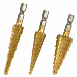TORK CRAFT Step Drill Set 3pce In Blister