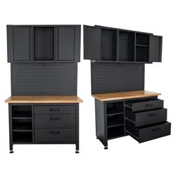 TORK CRAFT Metal Storage Unit 2000x1200mm Cupboard/peg Board/work Bench 3 Drawer