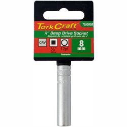TORK CRAFT Socket 8mm 1/4' Dr Deep Socket Crv 12 Point