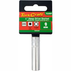 TORK CRAFT Socket 9mm 1/4' Dr Deep Socket Crv 12 Point