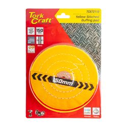 TORK CRAFT Buffing Pad Soft 150mm To Fit 12.5mm Arbor/spindle - Yellow
