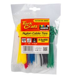Nylon Cable Ties 2.5mm X 100mm Assorted 300pc