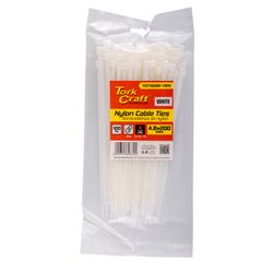 TORK CRAFT Nylon Cable Ties 4.8mm X 200mm White 100pc